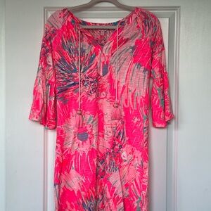 Vibrant Pink and Blue Patterned Dress